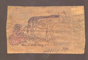 VINTAGE LEATHER POSTCARD LIBERTY MISSOURI  HORSE MULE MO. 1907