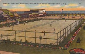 Postcard Tennis Courts Boardwalk Fox Park Wildwood by Sea NJ