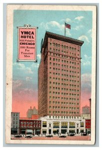 Vintage 1920's Advertising Postcard YMCA Hotel 1800 Rooms Transient Men Chicago