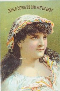 1880's-90's Ball's Corsets J. A Fleming & Co Lovely Lady Head Scarf P61