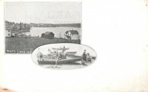 Vintage Postcard Bay View And Boats Water Sports Adventure White Lake New York