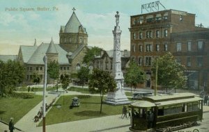 C. 1900-10 Public Square, Butler, PA Nixon Hotel Trolley Vintage Postcard F74