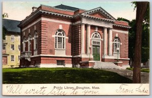 Vtg Stoughton Massachusetts MA Public Library 1908 View Old UDB Postcard