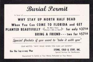 Humour Burial Permit Come To Florida