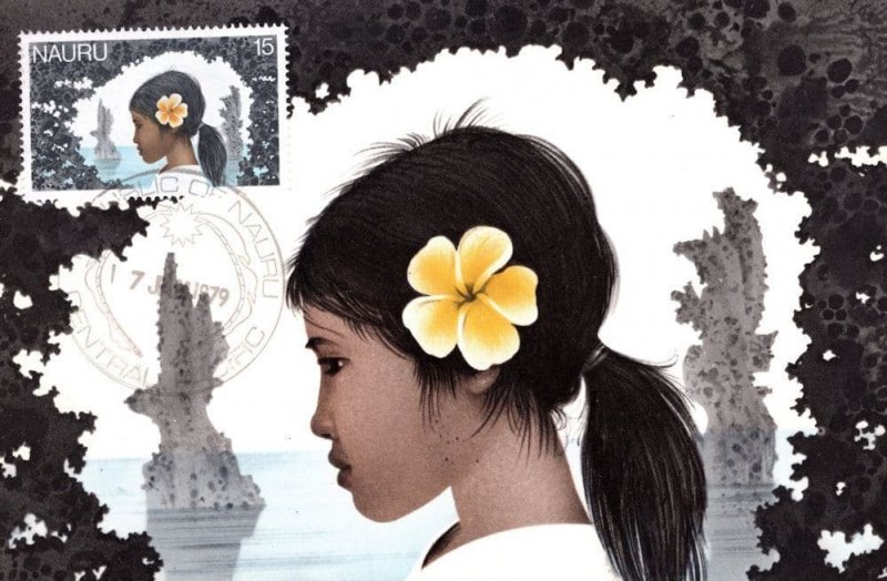 Head of a Nauruan Girl David Gentleman Nauru First Day Cover Postcard