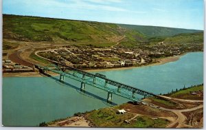 VINTAGE POSTCARD AERIAL VIEW OF PEACE RIVER ALBERTA CANADA c. 1960s