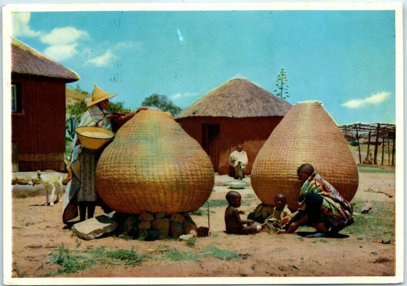 Postcard - Storing grain, Lesotho 