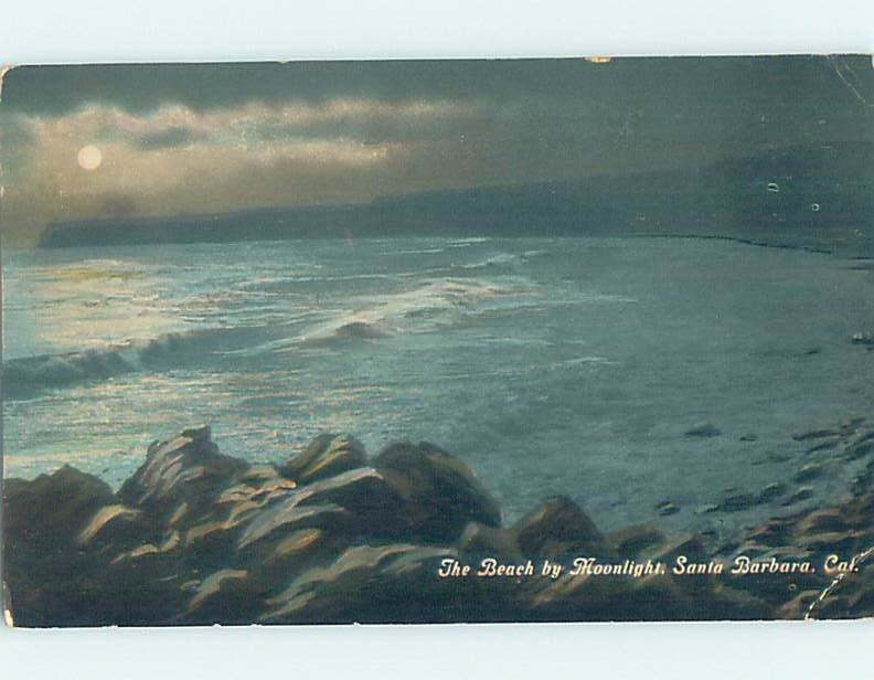 Divided-Back THE BEACH UNDER MOONLIGHT Santa Barbara California CA G6286