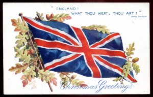 dc1795- ENGLAND PATRIOTIC 1910s Flag. Christmas Greetings by Tuck