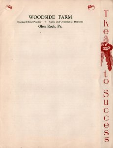 Woodside Farm  Glen Rock  Pennsylvania  Poultry Chicken Flyer   11 x 15