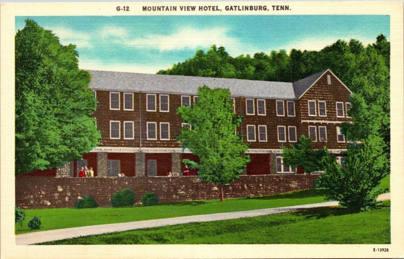 Mountain View Hotel Gatlinburg TN Tennessee Postcard Linen VTG UNP Vintage 