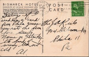 Postcard The Bismarck Hotel Chicago IL