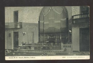 BLUFFTON INDIANA METHODIST EPICOPAL CHURCH INTERIOR 1912 VINTAGE POSTCARD