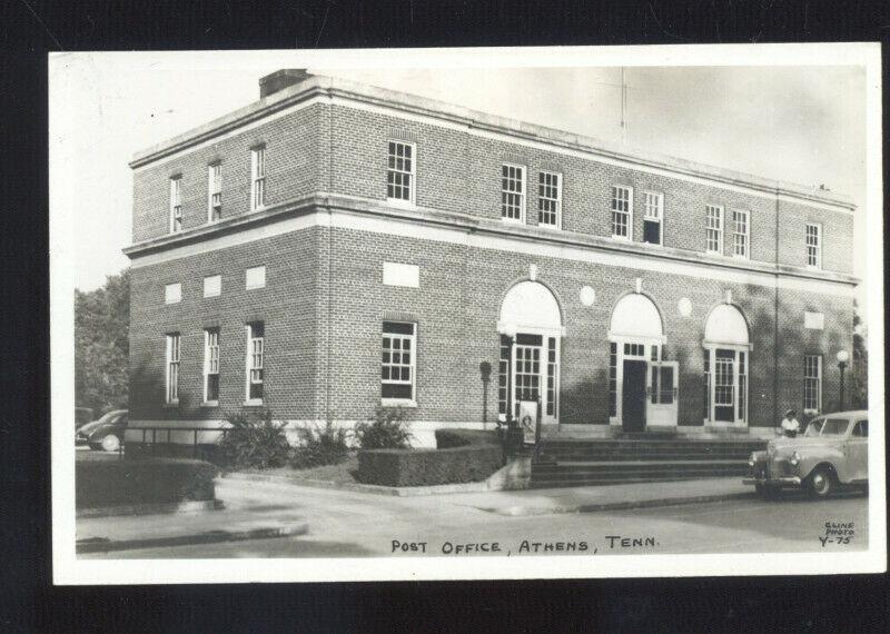 ATHENS TENNESSEE UNITED STATES POST OFFICE VINTAGE POSTCARD OLD CARS