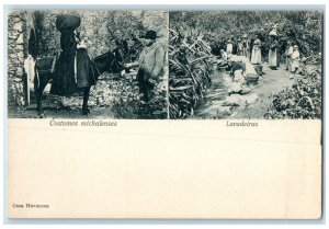 c1910 Washerwomen Havaneza House Lisbon Portugal Fold Out Antique Portugal