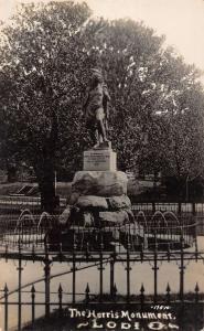 Lodi Ohio Harris Monument Real Photo Antique Postcard K85383