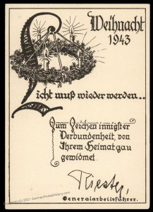 3rd Reich Germany 1943 Weihnacht Christmas Card Cover UNUSED 100682