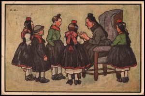 Otto Ubbelohde postcard: Grandmother Tells a Story