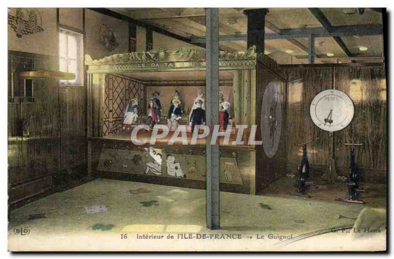 Old Postcard Theater Guignol of the Interieur & # 39Ile of France Ship Boat TOP