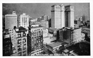 SAN FRANCISCO, CA California  CITY SKYSCRAPERS~Bird's Eye Black & White Postcard