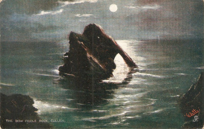 The Bow Fiddle Rock. Cullen Tuck Oilette Moonlit Seas Ser. PC # 10051