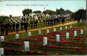 Memorial Day at Cemetery, Soldiers Home CA Vintage Postcard R02