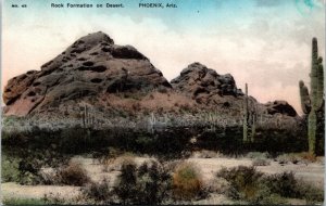 Postcard AZ Phoenix - Rock Formation on Desert