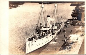 Ships Cargo Ship At Dock Real Photo