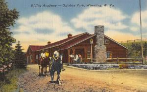 Wheeling West Virginia Oglebay Park Riding Academy Antique Postcard K26602