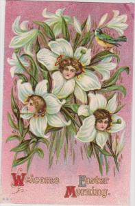 LP79    Easter Holiday Greetings, vintage postcard, Flowers,
