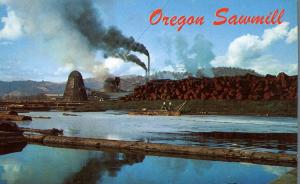 Log Pond and Kiln at Typical Sawmill, Oregon