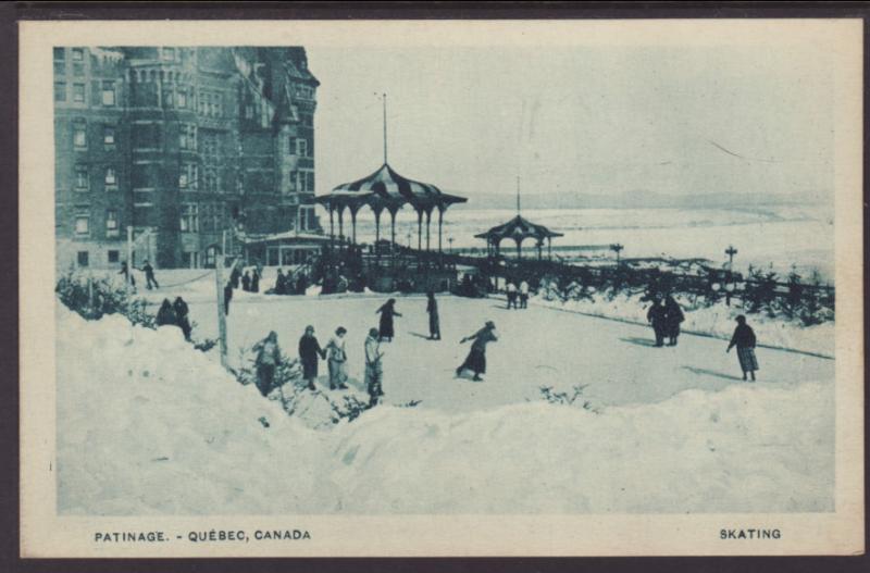 Skating,Patinage,Quebec,Canada Postcard