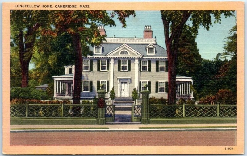 Postcard - Longfellow Home - Cambridge, Massachusetts