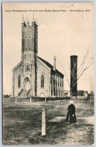 Postcard Kincardine Ontario c1919 Knox Presbyterian Church and Water Stand Pipe