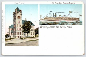Fall River Massachusetts~Courthouse & Steamship SS Priscilla 1905 Copper Windows 