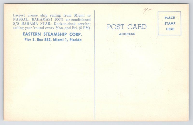 Transportation~Eastern Steamship Corp~SS Bahama Star~1950s Postcard
