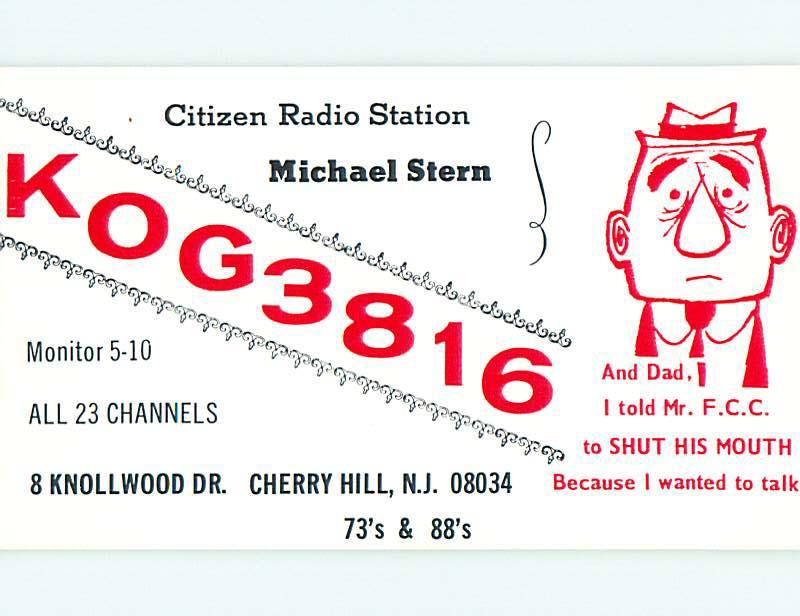 comic - QSL CB HAM RADIO CARD Cherry Hill New Jersey NJ t9088