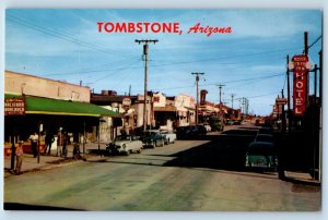 Tombstone Arizona Postcard Allen Street Main Drag Town Tough Die c1960 Vintage