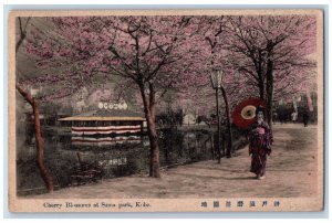 Kobe Japan Postcard Cherry Blossoms at Suma Park c1930's Vintage Posted