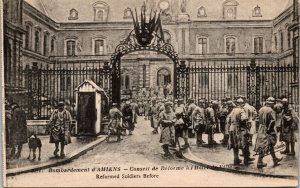 Bombardment d'Amiens Reformed Soldiers Before Hotel de Ville France Postcard DB