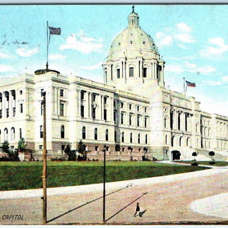 c1910s St. Paul, Minnesota State Capitol Building Litho Photo Postcard Vtg A60