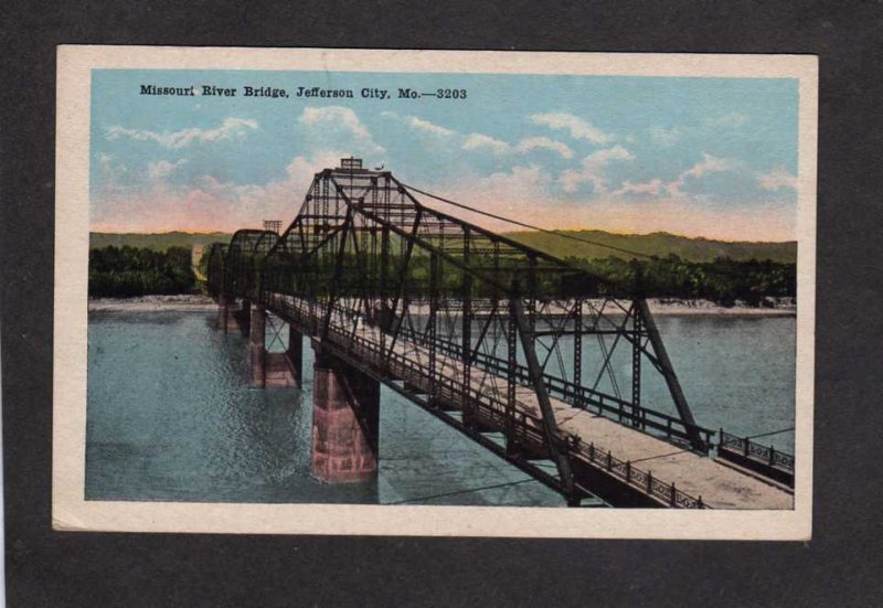MO Missouri River Bridge Jefferson City Postcard
