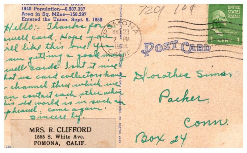 California Ponoma   LARGE LETTER