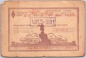 1957 QSL Radio Card W8LGO Leningrad USSR Amateur Radio Station Posted Postcard