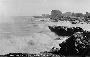 Surf at Bass Rocks Real Photo - Gloucester, Massachusetts MA Postcard