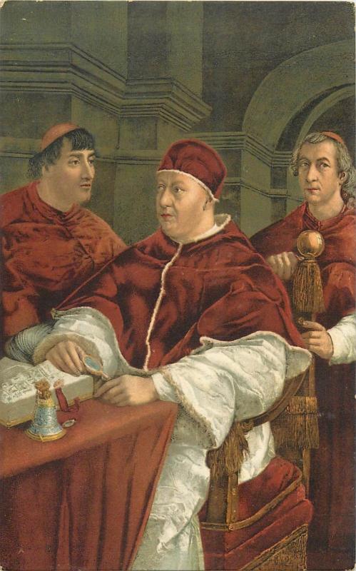 Italy art Pope Leone X e i Cardinali Giulio de Medici e Luigi De`Rossi Raffaello