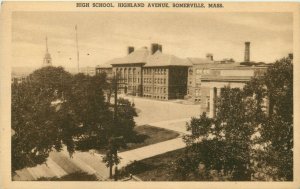 High School, Highland Avenue, Somerville, Mass. Vintage Postcard