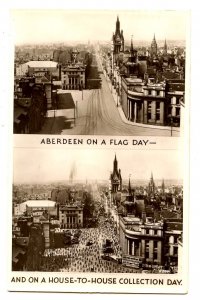 UK - Scotland, Aberdeen. Views: Flag Day & House-to-House Collection Day *RPPC