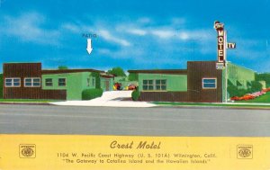 Wilmington, CA CREST MOTEL US 101 Roadside California Vintage Postcard ca 1950s