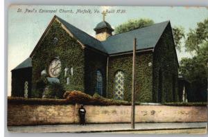 Old Postcard-St Paul's Episcopal Church-Norfolk,VA